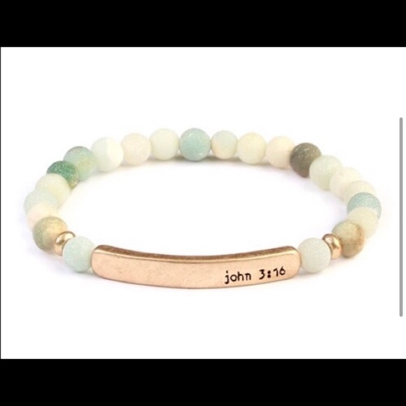 LAST ONE: JOHN 3:16 6mm natural amazonite which is known to soothe anxiety - Picture 2 of 2